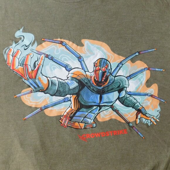 T Shirt Crowdstrike Spider Robot Anime Style Graphic Adult Size L Large - Picture 1 of 6